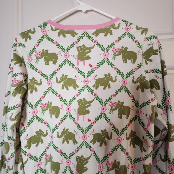 THE BEAUFORT BONNET COMPANY PAJAMA SET WOMENS SMALL PIMA PINK/GRN ELEPHANT PRINT - Picture 7 of 16